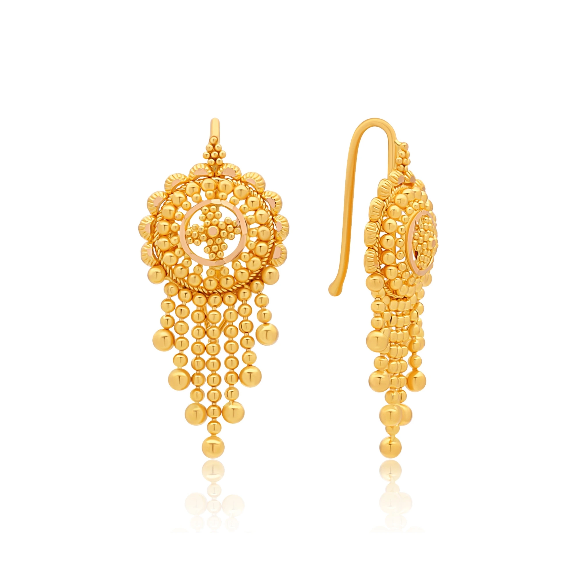 Graceful Laxmi God Temple Jewellery Traditional Pendant Earrings Gold Design  PS25011