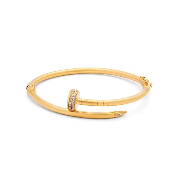 22K Gold CZ Nail Bangle Bracelet