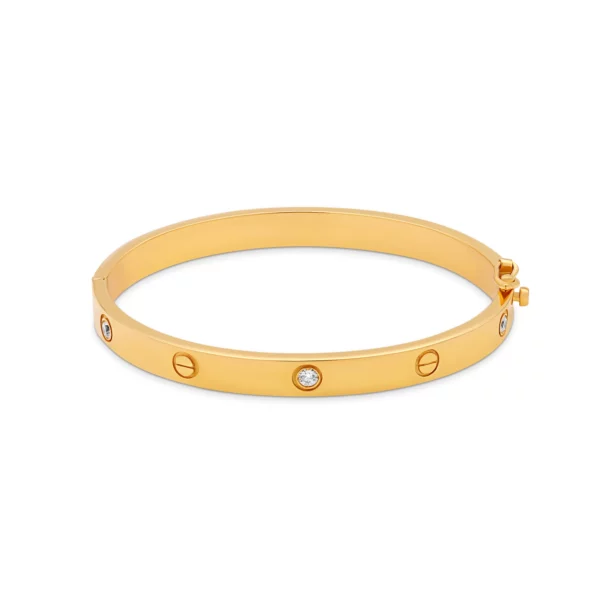 22K Gold CZ Love Bangle Bracelet