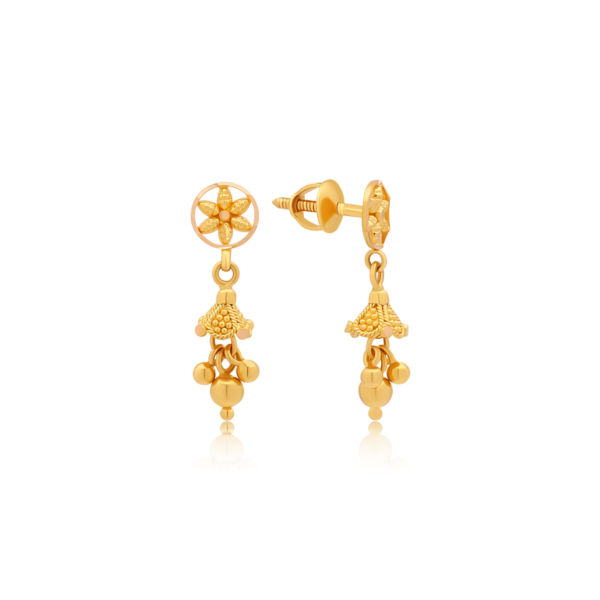 22K Gold Mini Dangle Drop Earrings