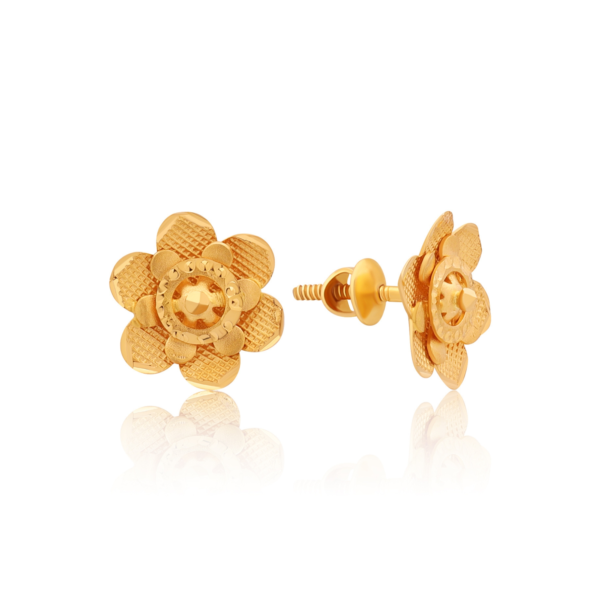 22K Gold Overlap Flower Stud Earrings