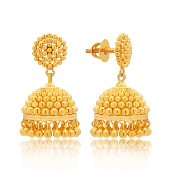 22K Gold Beaded Jhumka Earrings