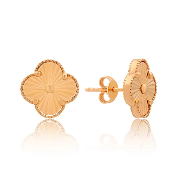 22K Rose Gold Clover Earrings