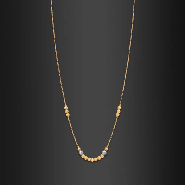 22K Gold Beaded Two Tone Chain Necklace