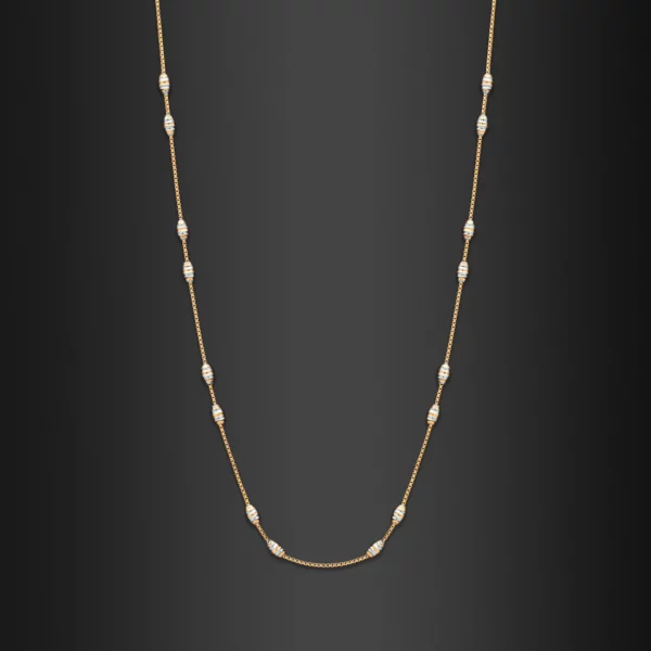 22K Gold Two Tone Beads Chain Necklace