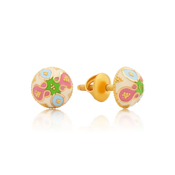 22K Gold Pastel Accent Stud Earrings