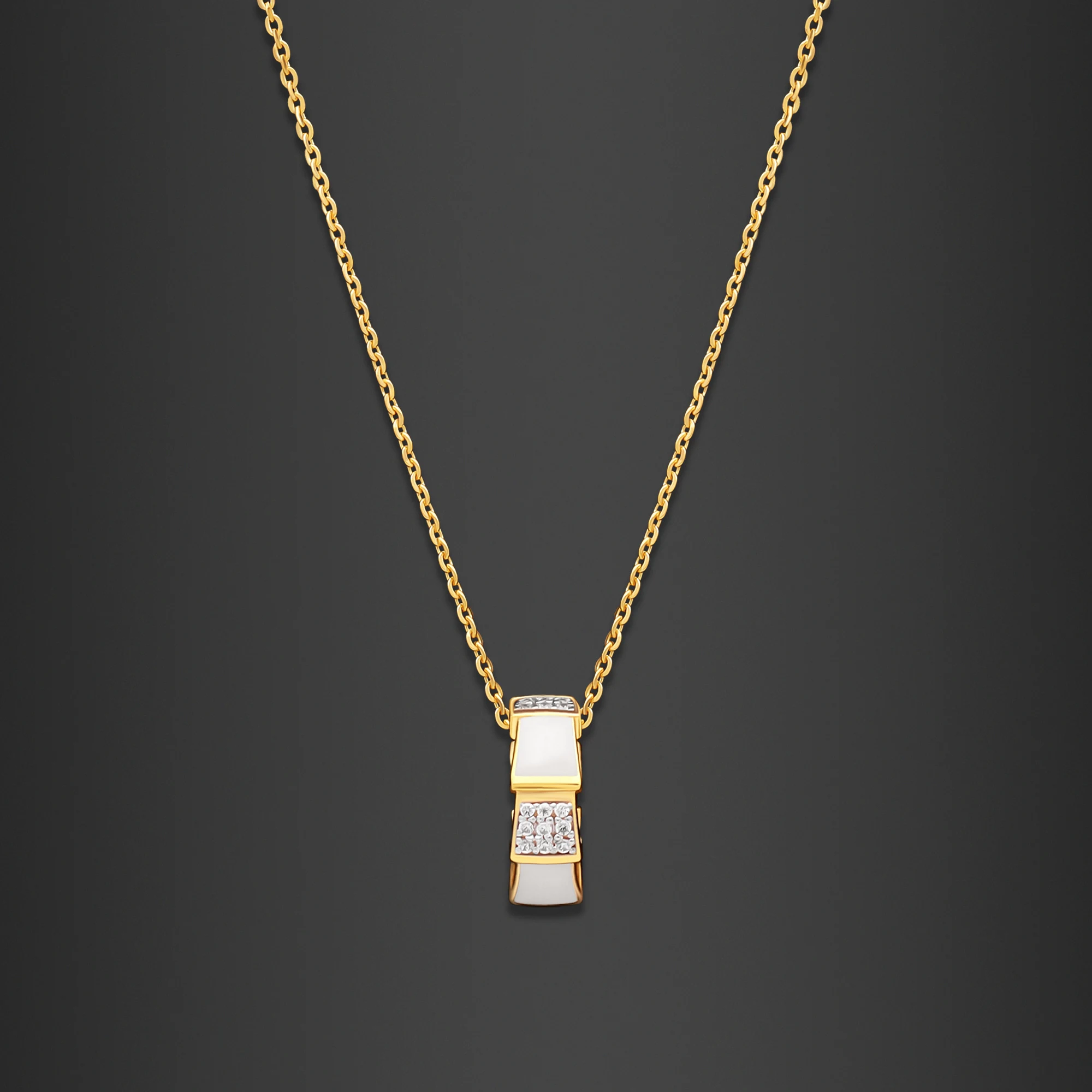 22K Gold White Serpent Pendant Necklace (8.20G)