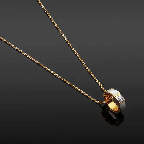 22K Gold White Serpent Pendant Necklace