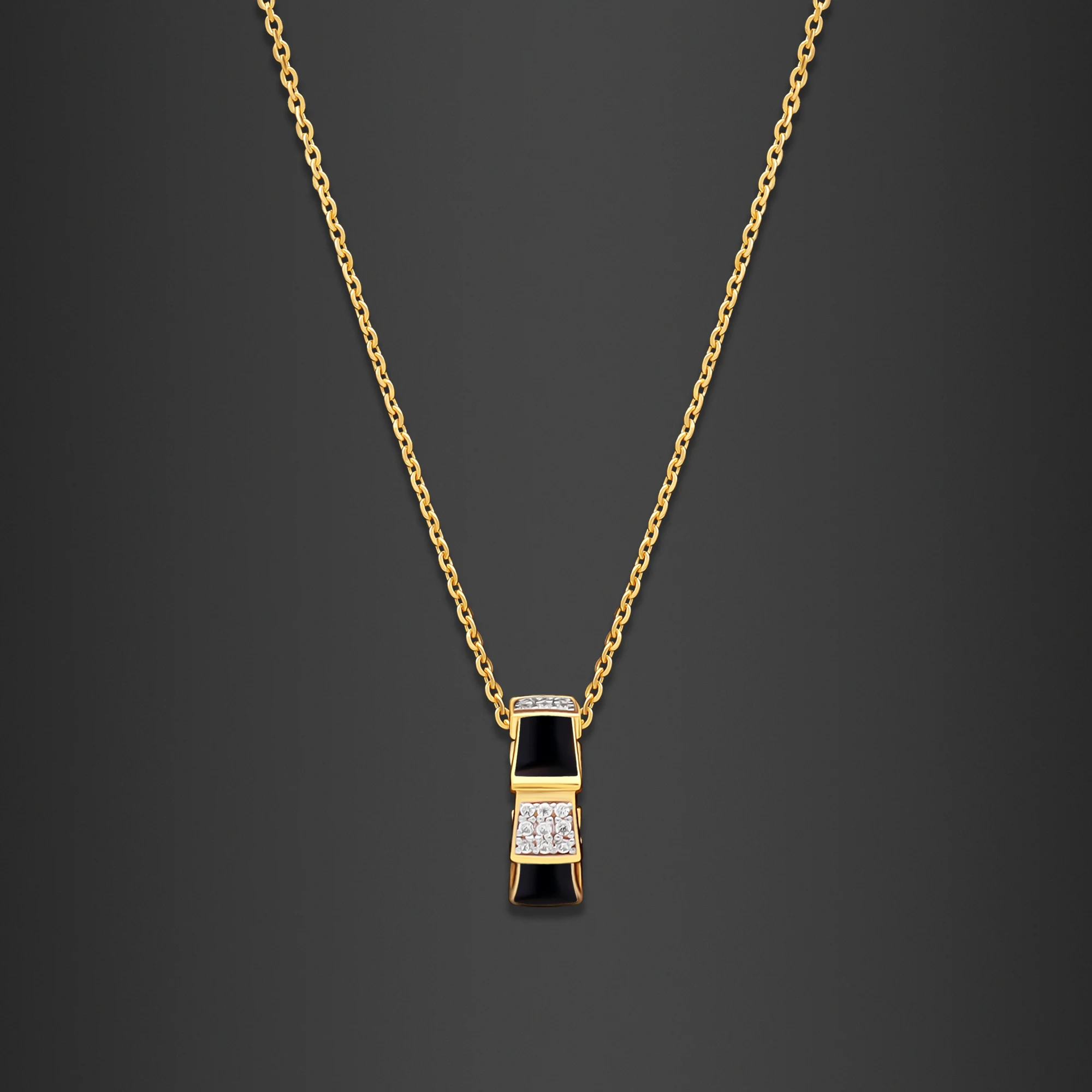 22K Gold Black Serpent Pendant Necklace (8.20G)