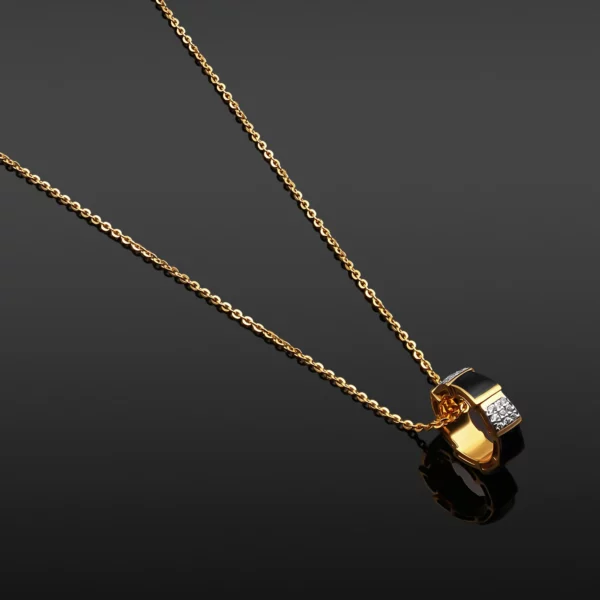 22K Gold Black Serpent Pendant Necklace