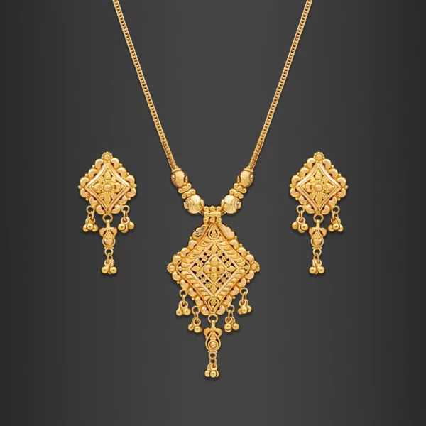 22K Gold Embroidered Charm Necklace Set