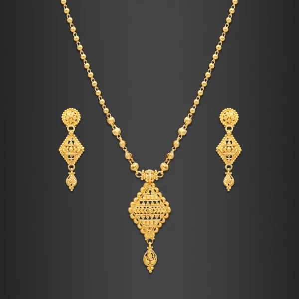 22K Gold Beaded Filigree Necklace Set