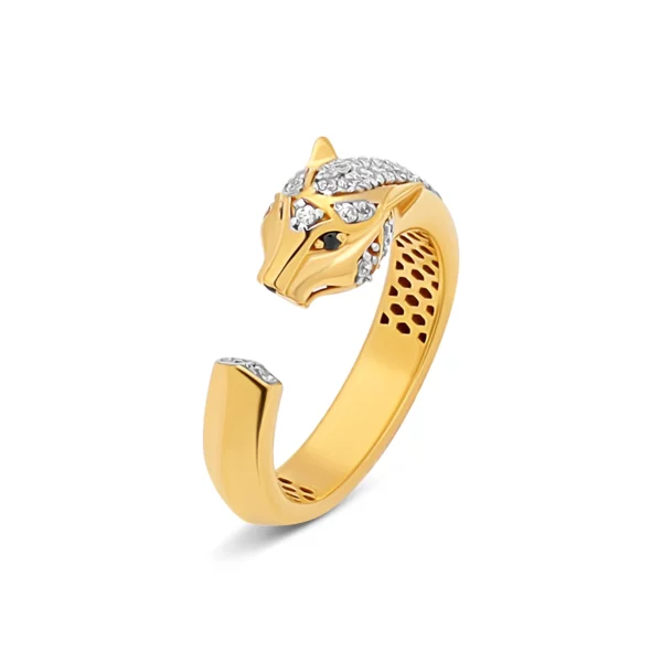 22K Gold CZ Panther Ring
