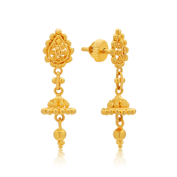 22K Gold Embroidered Jhumki Earrings