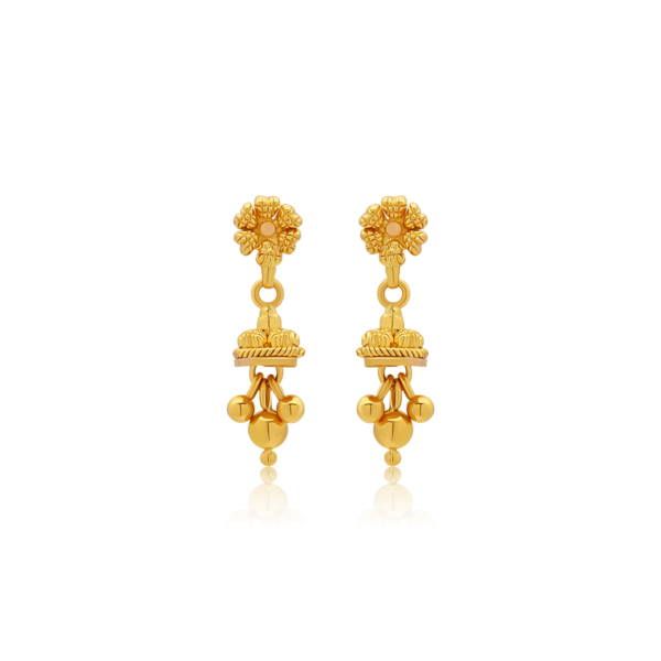 22K Gold Mini Dangle Drop Earrings