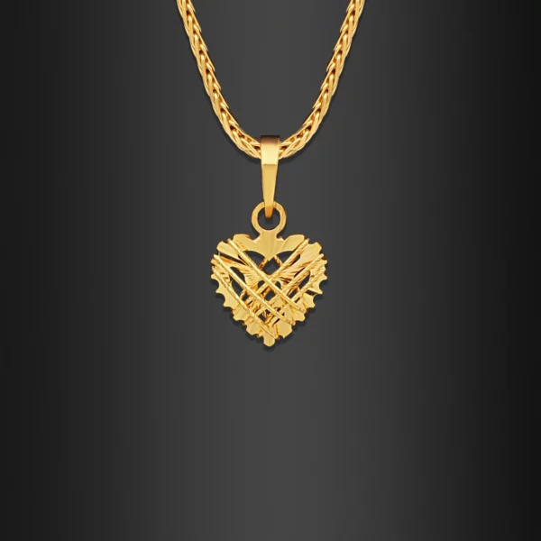 22K Gold Netted Mini Heart Pendant