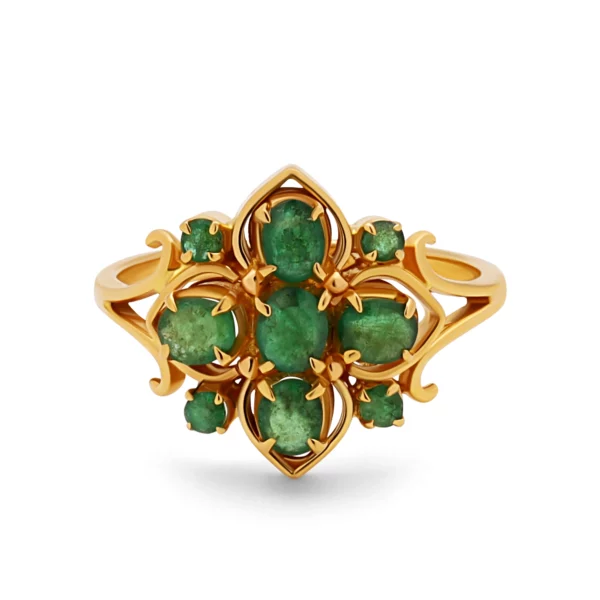 22K Gold Emerald Studded Ring