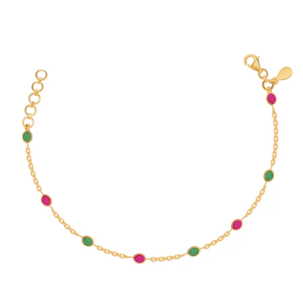 22K Gold Light Ruby Emerald Bracelet