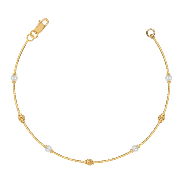 22K Gold Beaded Pearl Bracelet