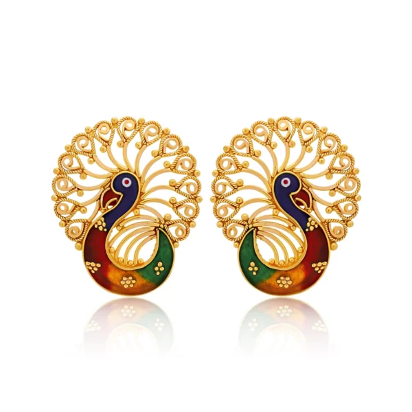 22K Gold Peacock Filigree Earrings