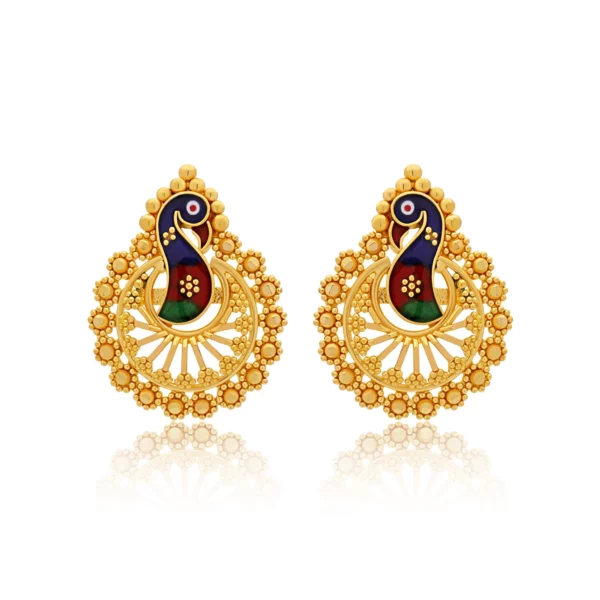 22K Gold Filigree Peacock Earrings