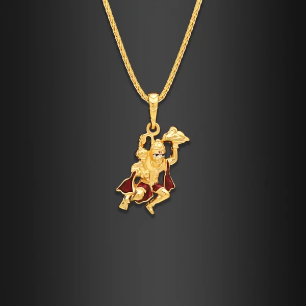 22K Gold Red Enamel Hanuman Pendant