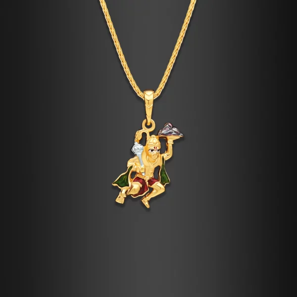 22K Gold Colored Enamel Hanuman Pendant
