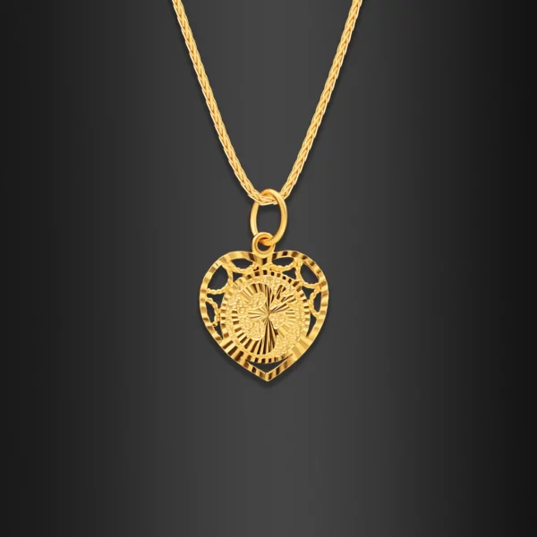 22K Gold Heart Shaped OM Pendant