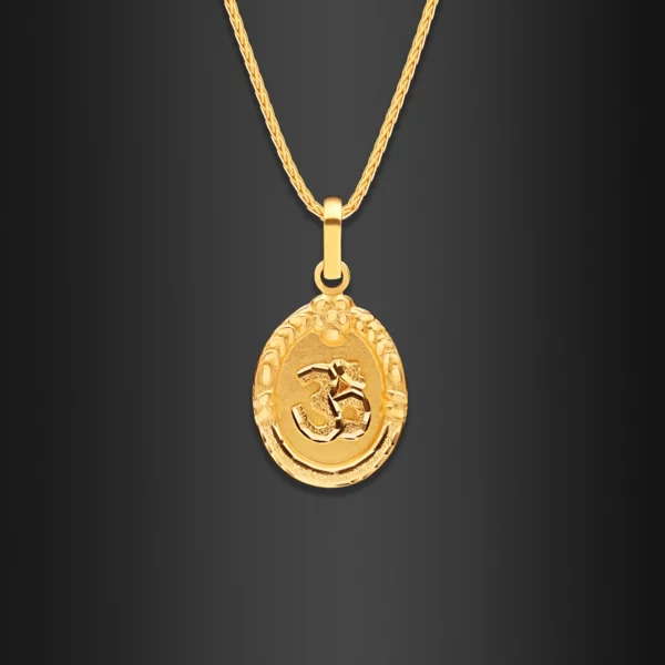22K Gold Circular Framed OM Pendant