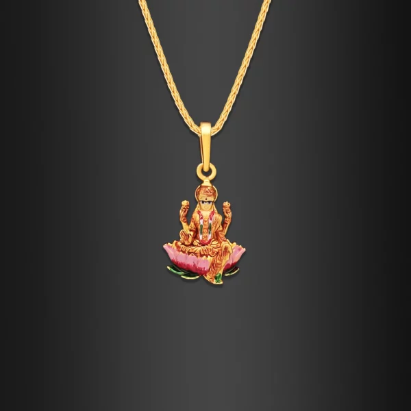 22K Gold Small Colorful Lakshmi Pendant