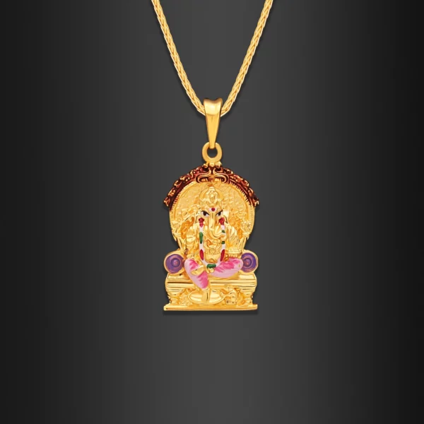 22K Gold Colorful Ganesh Pendant