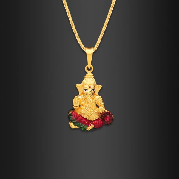 22K Gold Vibrant Ganesha Pendant
