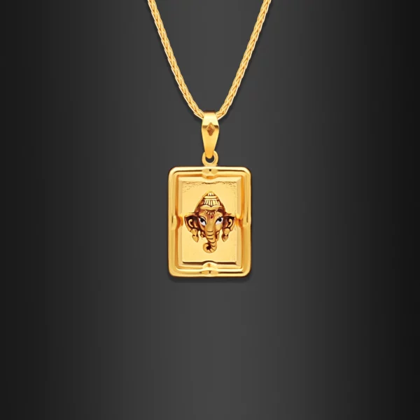 22K Gold Light Framed Ganesha Pendant