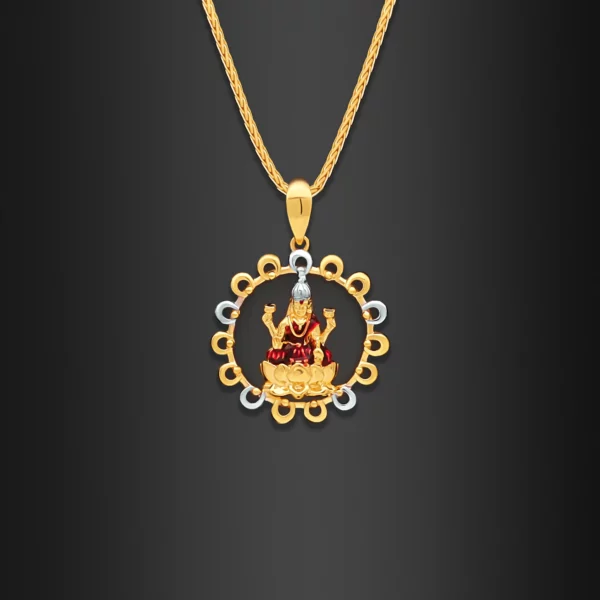 22K Gold Circular Frame Laxmi Pendant