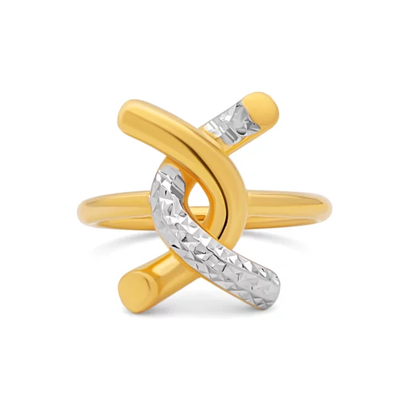 22K Gold Two Tone Cross Stitch Ring