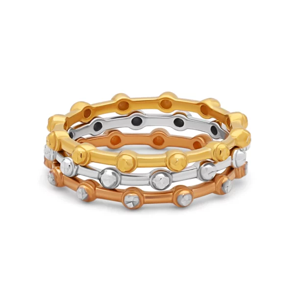 22K Gold Tri-Tone Stackable Rings