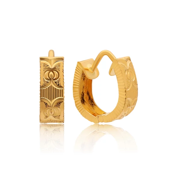 22K Gold Mini Frosted Huggie Earrings (3.40G)