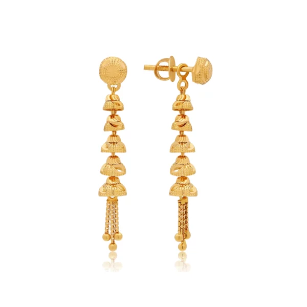 22K Gold Textured Drop Dangle Earrings (4.75G)