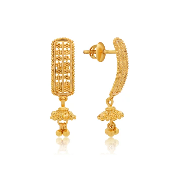 22K Gold Filigree Drop Charm Earrings (4.00G)