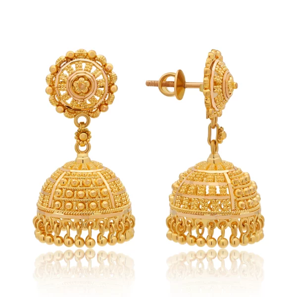 22K Gold Medium Sized Filigree Jhumkas (17.05G)