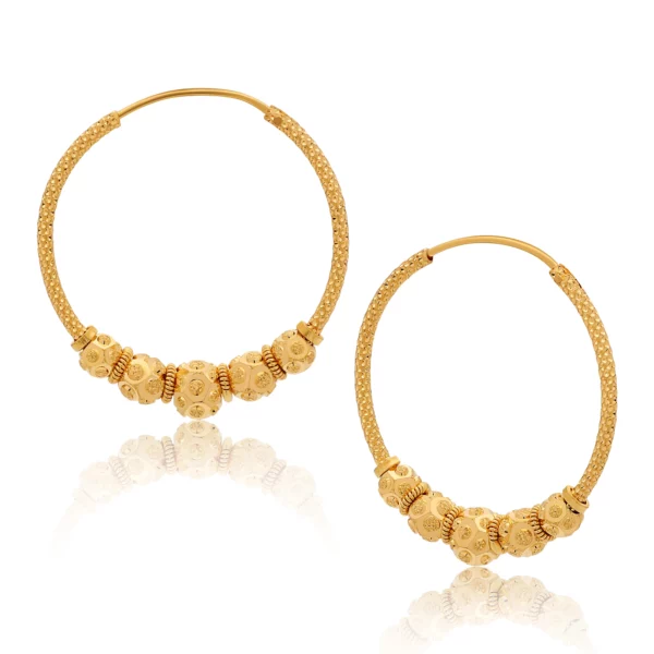 22K Gold Classic Beaded Hoop Earrings (5.40G)