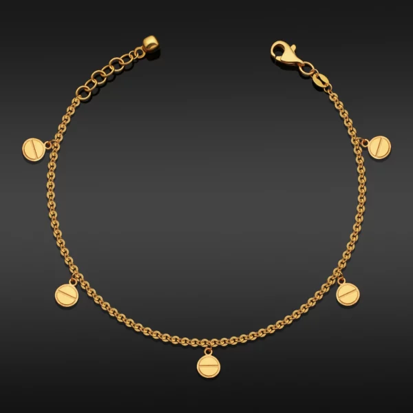 22K Gold Disc Charms Bracelet (4.00G)