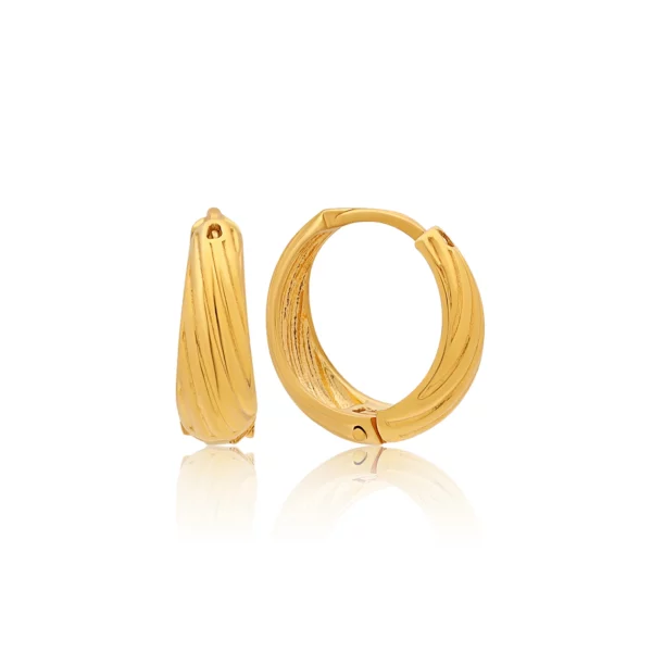 22K Gold Mini Lined Hoop Earrings (3.45G)