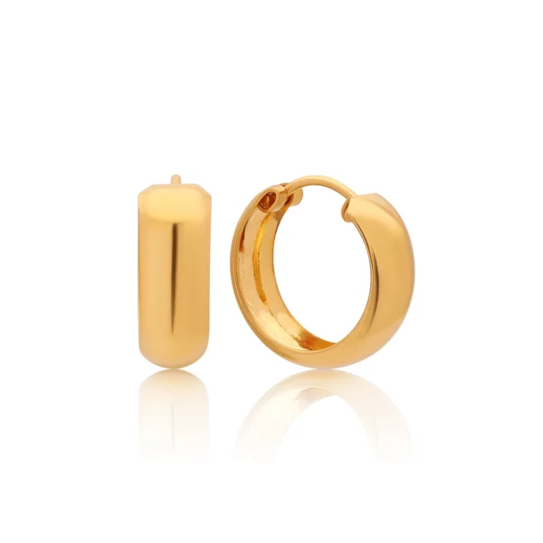 22K Gold Mini Glossed Hoop Earrings (3.55G)