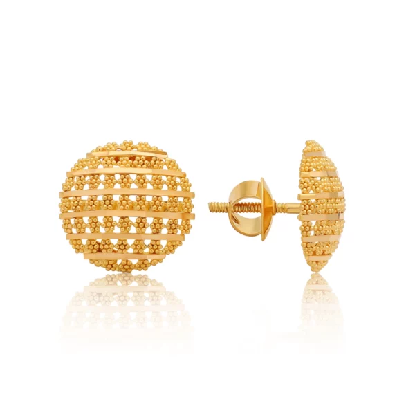 22K Gold Medium Filigree Stud Earrings (4.40G)