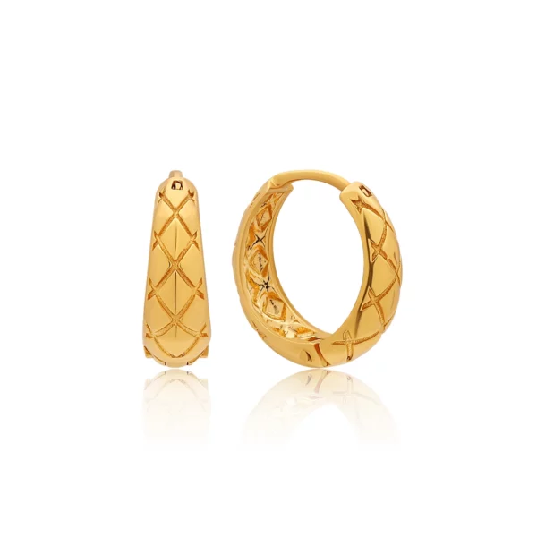 22K Gold Small Crossed Hoop Earrings (3.65G)