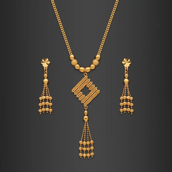 22K Gold Elegant Dangle Drop Necklace Set (12.65G)
