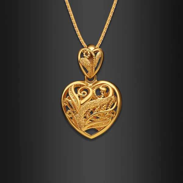 22K Gold Timeless Garden Heart Pendant (4.20G)