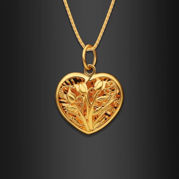22K Gold Radiant Bloom Heart Pendant (3.55G)