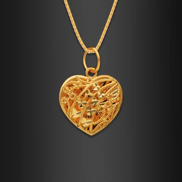 22K Gold Floral Vine Heart Pendant (3.20G)